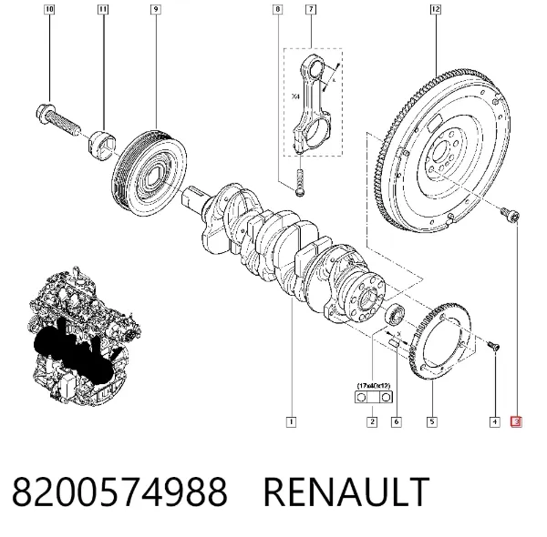 Parafuso de fixação de volante 8200574988 Renault (RVI)
