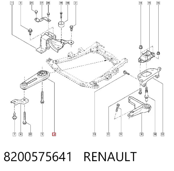 Coxim (suporte) traseiro de motor 8200575641 Renault (RVI)