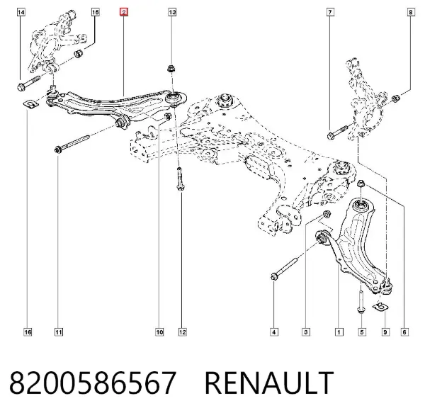 Braço oscilante inferior direito de suspensão dianteira 8200586567 Renault (RVI)
