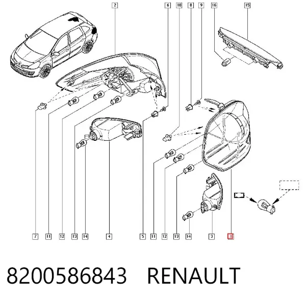 Lanterna traseira esquerda 8200586843 Renault (RVI)