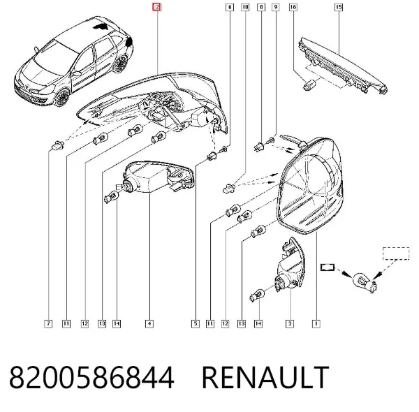 Lanterna traseira direita 8200586844 Renault (RVI)
