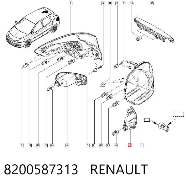 Lanterna do pára-choque traseiro esquerdo 8200587313 Renault (RVI)