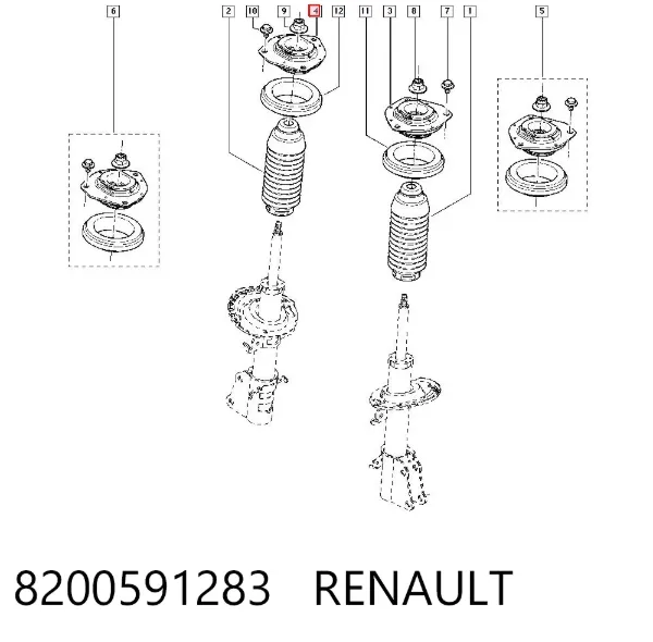 Suporte de amortecedor dianteiro 8200591283 Renault (RVI)