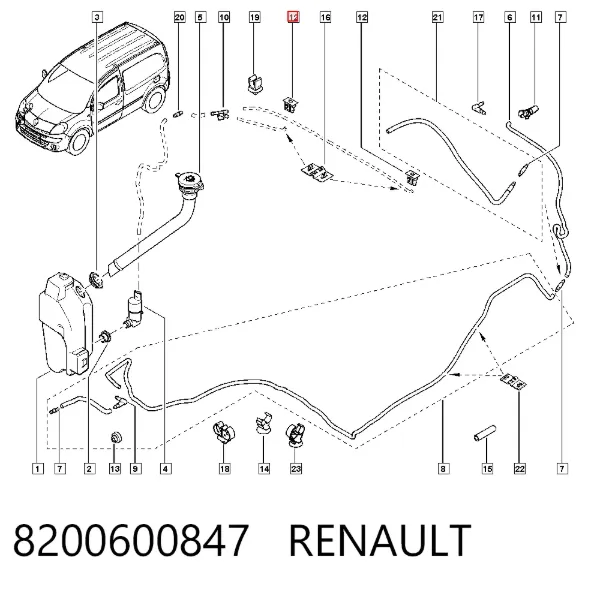Injetor de fluido para lavador de pára-brisas 8200600847 Renault (RVI)