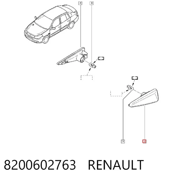 Luz intermitente no pára-lama esquerdo 8200602763 Renault (RVI)