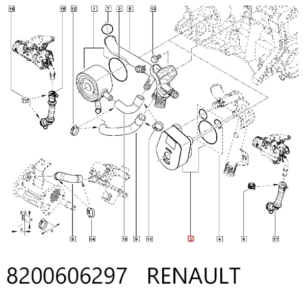 Radiador de óleo (frigorífico), debaixo de filtro 8200606297 Renault (RVI)