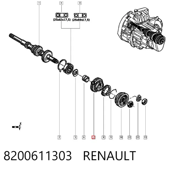 Roda dentada motriz de 5ª velocidade 8200611303 Renault (RVI)