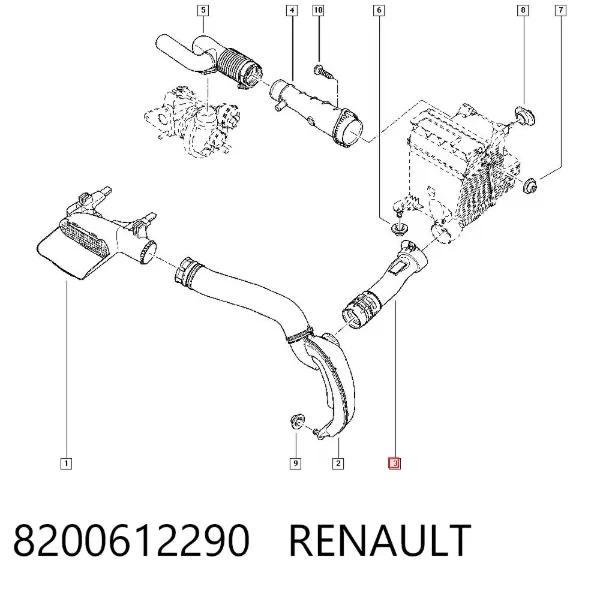 Cano derivado de ar, entrada de filtro de ar 8200612290 Renault (RVI)