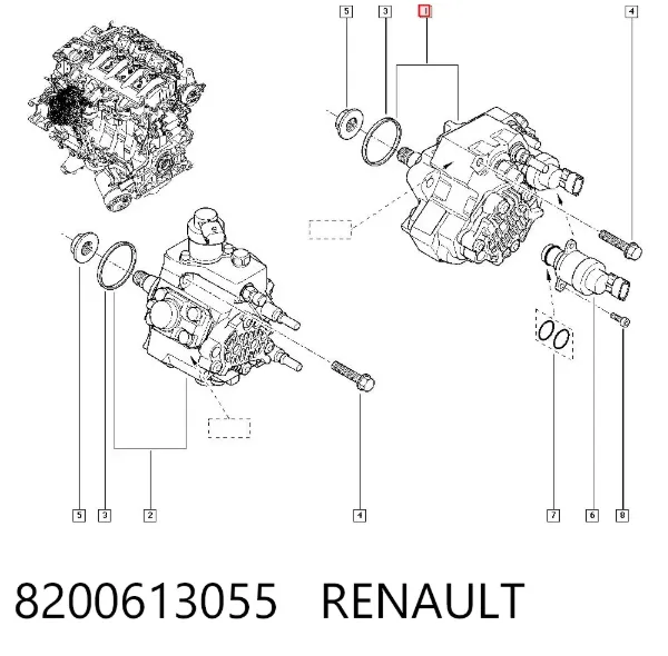 Bomba de combustível de pressão alta 8200613055 Renault (RVI)