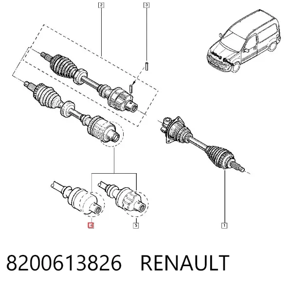 Semieixo (acionador) dianteiro direito 8200613826 Renault (RVI)