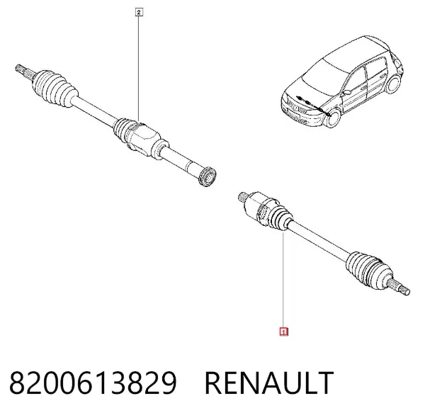Semieixo (acionador) dianteiro esquerdo 8200613829 Renault (RVI)