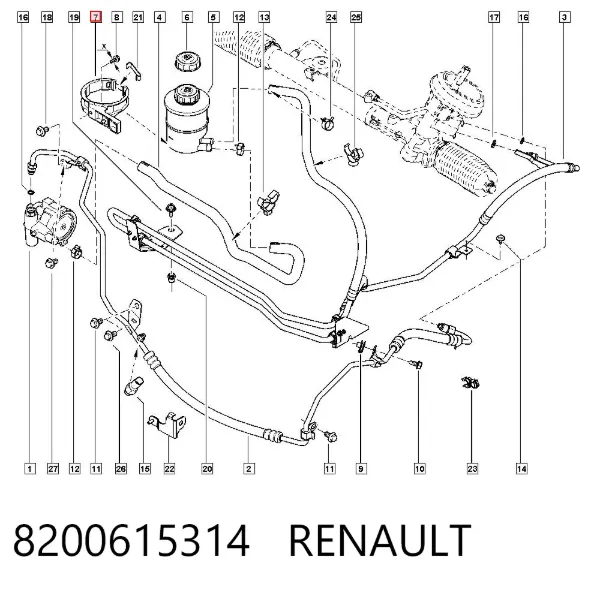 Consola de tanque da Direção hidrâulica assistida 8200615314 Renault (RVI)