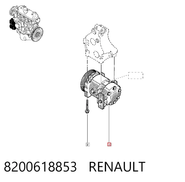 Compressor de aparelho de ar condicionado 8200618853 Renault (RVI)