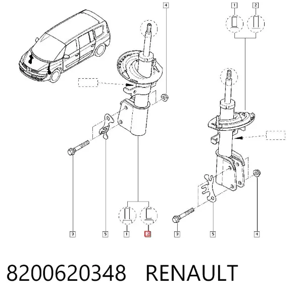 Amortecedor dianteiro 8200620348 Renault (RVI)