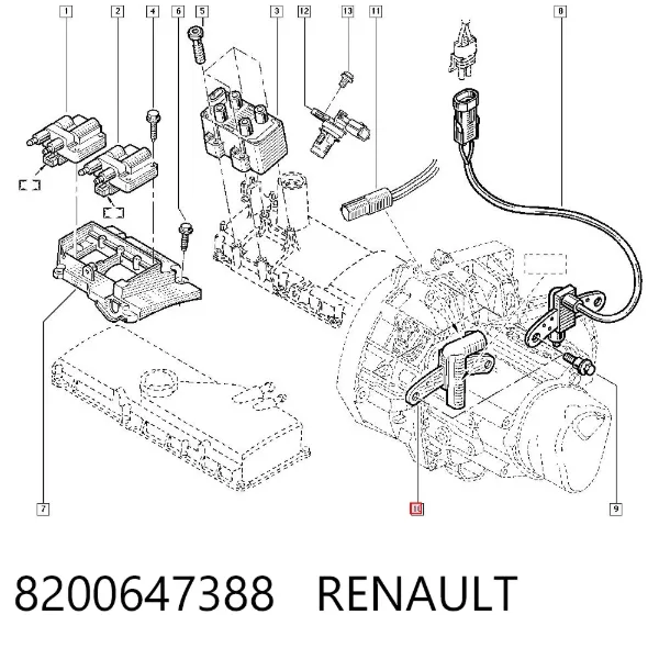 Sensor de posição (de revoluções) de cambota 8200647388 Renault (RVI)