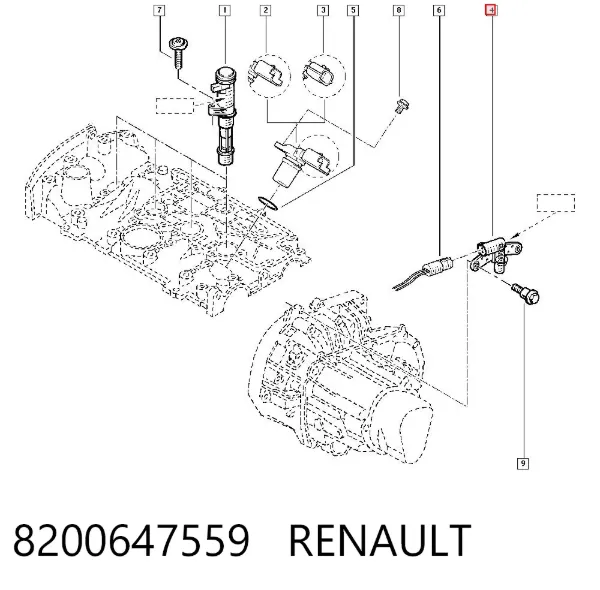 Sensor de posição (de revoluções) de cambota 8200647559 Renault (RVI)
