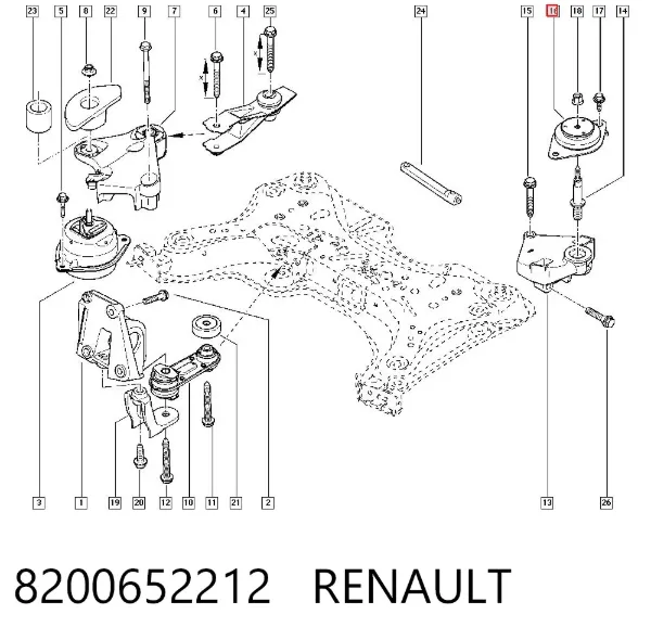 Coxim (suporte) esquerdo de motor 8200652212 Renault (RVI)