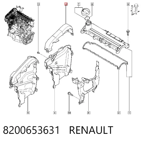 Proteção da correia do mecanismo de distribuição de gás 8200653631 Renault (RVI)