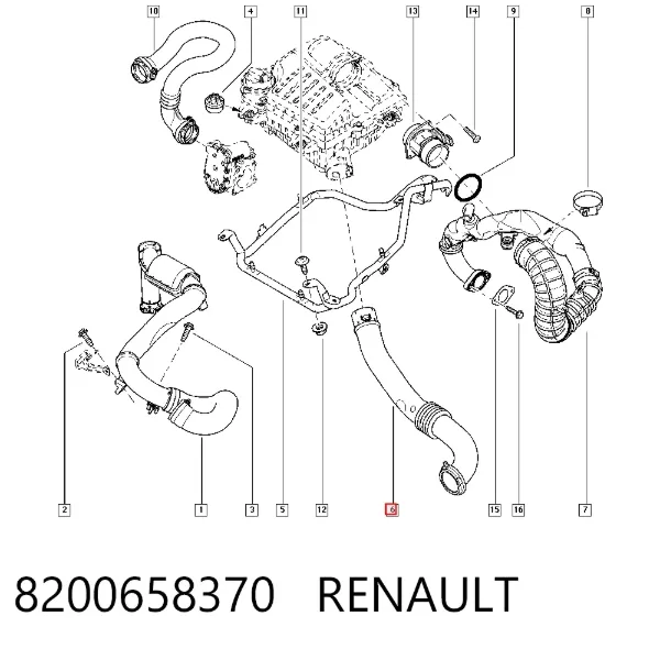 Cano derivado de ar, entrada de filtro de ar 8200658370 Renault (RVI)