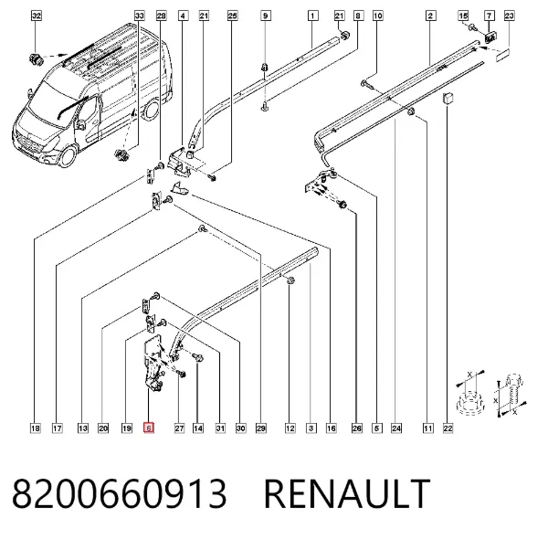 Rolo direito inferior da porta lateral (deslizante) 8200660913 Renault (RVI)