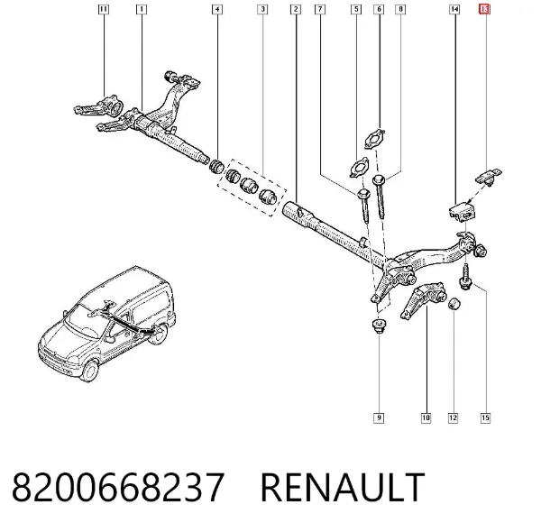 Grade traseira de proteção do braço oscilante inferior 8200668237 Renault (RVI)