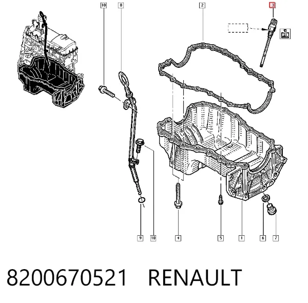 Sonda (indicador) do nível de óleo no motor 8200670521 Renault (RVI)