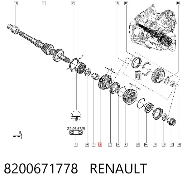 Sincronizador de 5ª velocidade 8200671778 Renault (RVI)