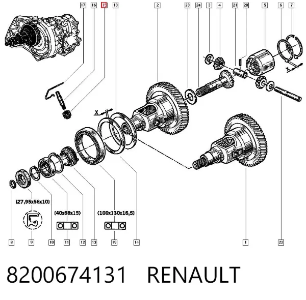 Roda dentada propulsada de velocímetro 8200674131 Renault (RVI)