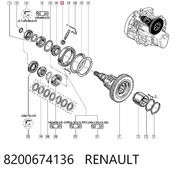 Roda dentada propulsada de velocímetro 8200674136 Renault (RVI)