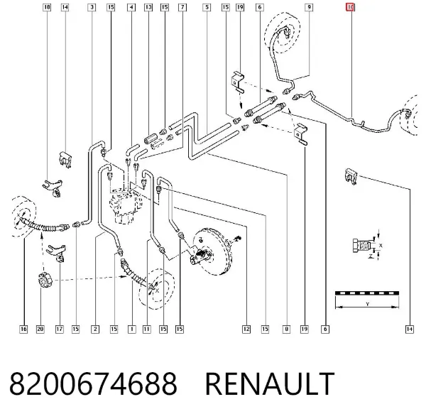 Mangueira do freio traseira esquerda 8200674688 Renault (RVI)