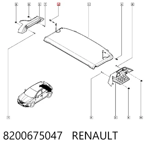 Fixação de estante de porta-malas 8200675047 Renault (RVI)