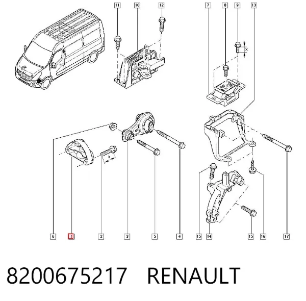 Consola de coxim (apoio) traseira de motor 8200675217 Renault (RVI)