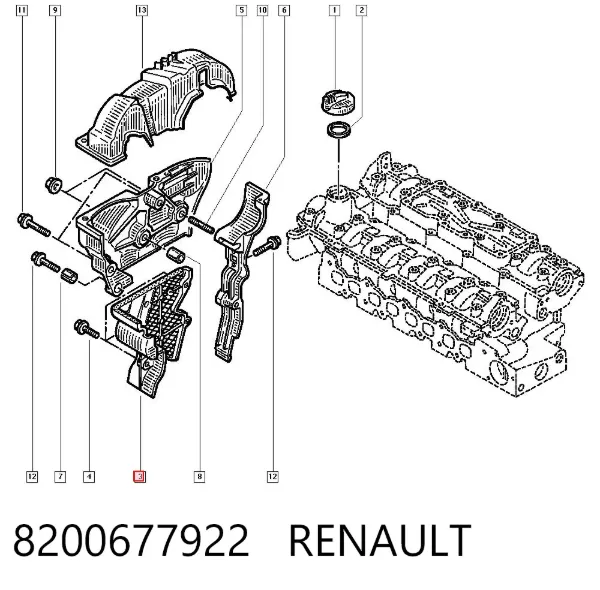 Proteção inferior da correia do mecanismo de distribuição de gás 8200677922 Renault (RVI)
