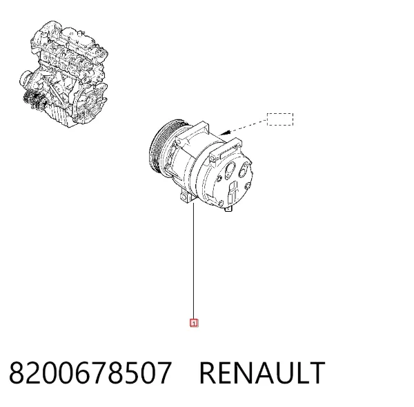 Compressor de aparelho de ar condicionado 8200678507 Renault (RVI)