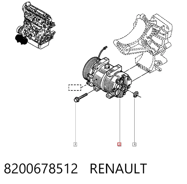 Compressor de aparelho de ar condicionado 8200678512 Renault (RVI)