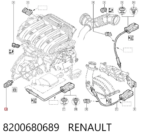 Sensor de detonação 8200680689 Renault (RVI)