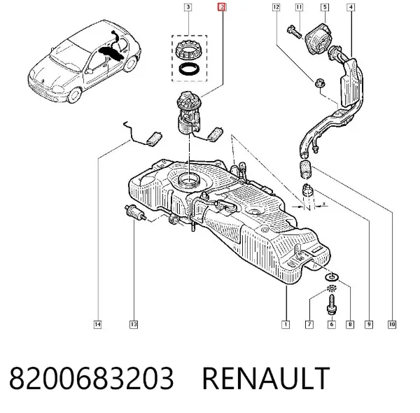 Módulo de bomba de combustível com sensor do nível de combustível 8200683203 Renault (RVI)