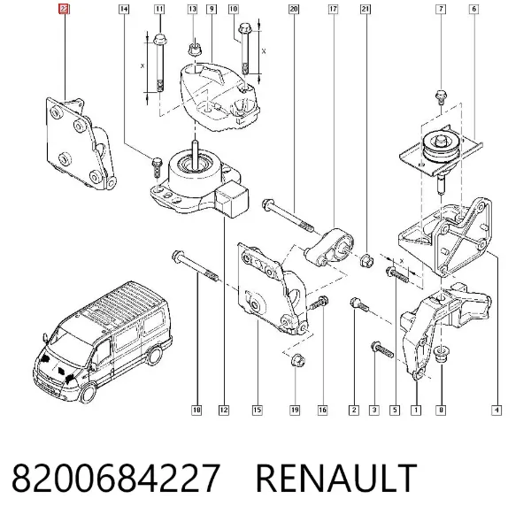 Suporte de rolamento suspenso do semieixo dianteiro 8200684227 Renault (RVI)