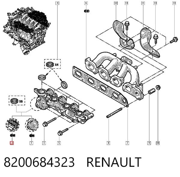 Tubo coletor de admissão inferior 8200684323 Renault (RVI)