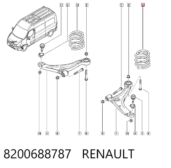 Mola dianteira 8200688787 Renault (RVI)