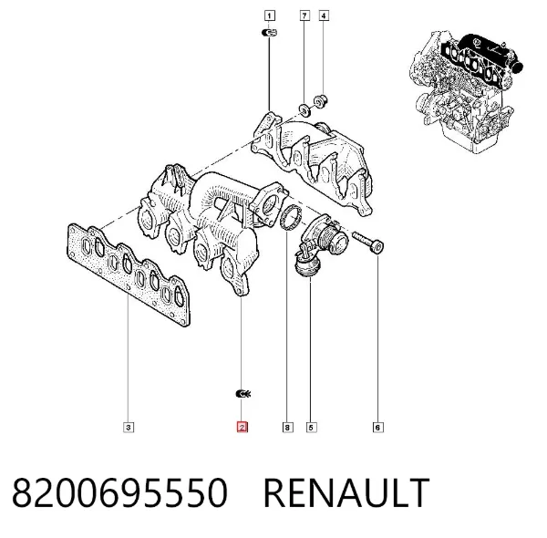 Tubo coletor de admissão 8200695550 Renault (RVI)