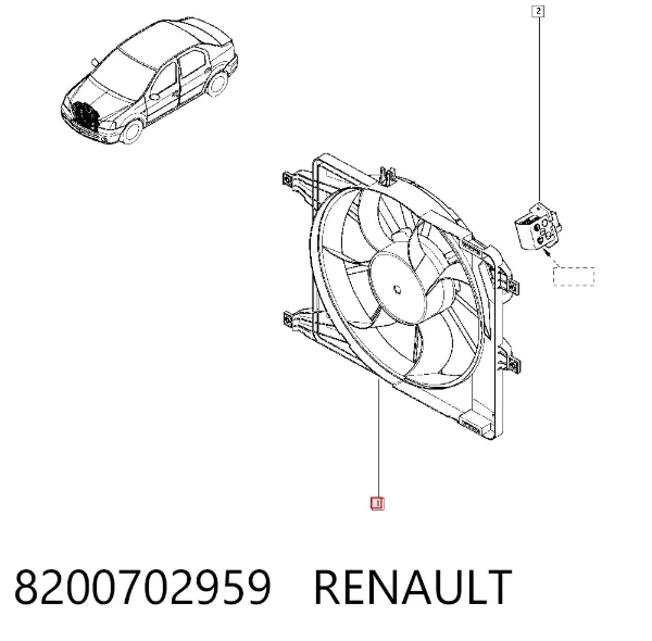 Ventilador elétrico de esfriamento montado (motor + roda de aletas) 8200702959 Renault (RVI)