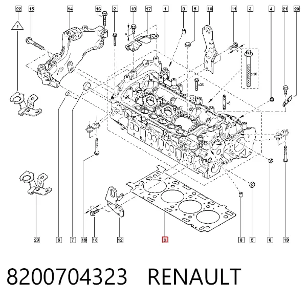 Vedante de cabeça de motor (CBC) 8200704323 Renault (RVI)