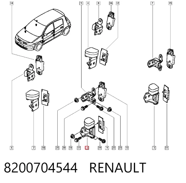 Gozno da porta dianteira esquerda 8200704544 Renault (RVI)