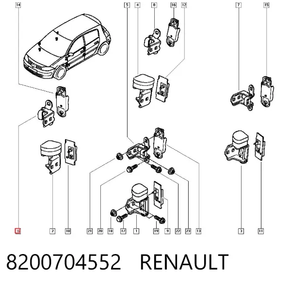 Gozno da porta dianteira 8200704552 Renault (RVI)