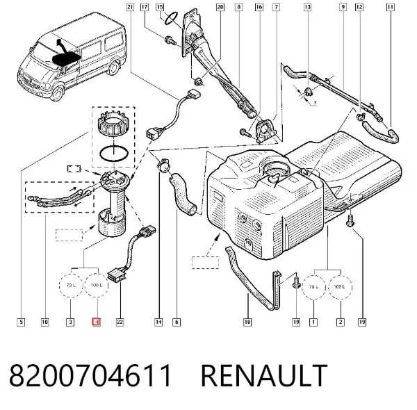 Módulo de bomba de combustível com sensor do nível de combustível 8200704611 Renault (RVI)