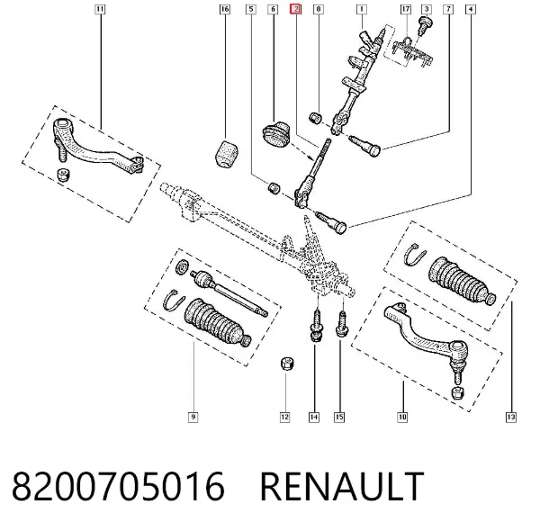 Junta universal inferior da árvore da coluna de direção 8200705016 Renault (RVI)