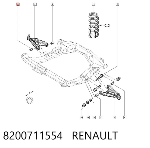 Bloco silencioso dianteiro do braço oscilante inferior 8200711554 Renault (RVI)