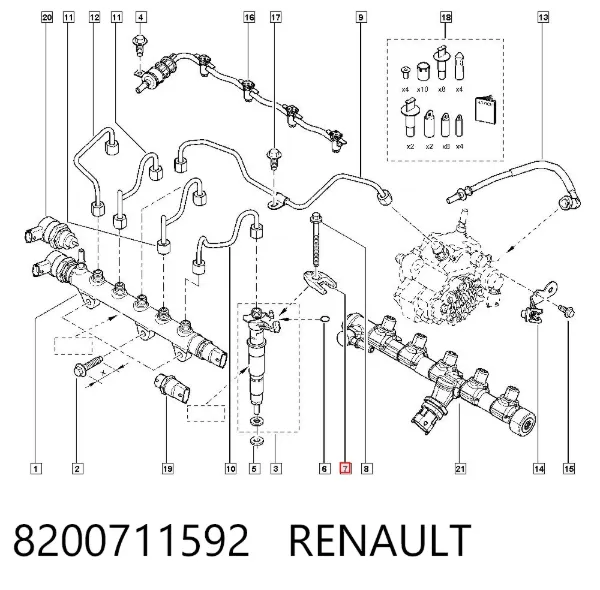 Consola de fixação do injetor 8200711592 Renault (RVI)