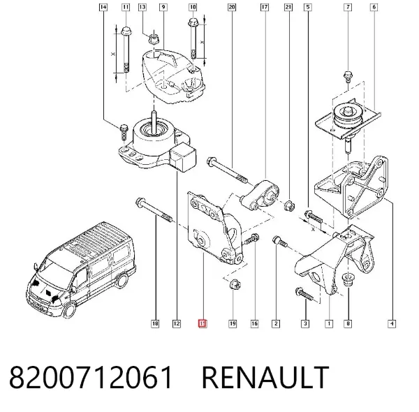 Suporte de rolamento suspenso do semieixo dianteiro 8200712061 Renault (RVI)